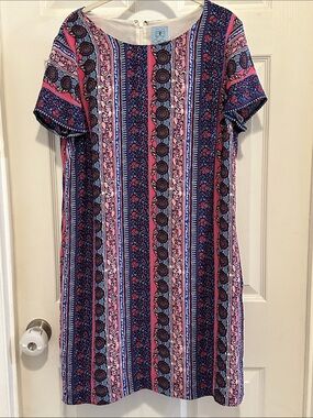 CeCe Blue and Pink Print Dress with Pockets 💗💞💗💖